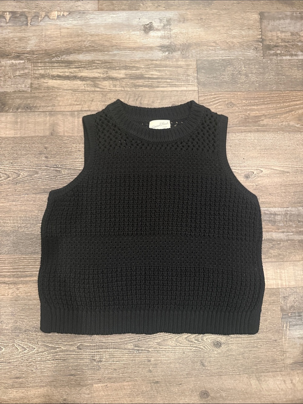 Universal Thread Black Knit Crochet Tank Top